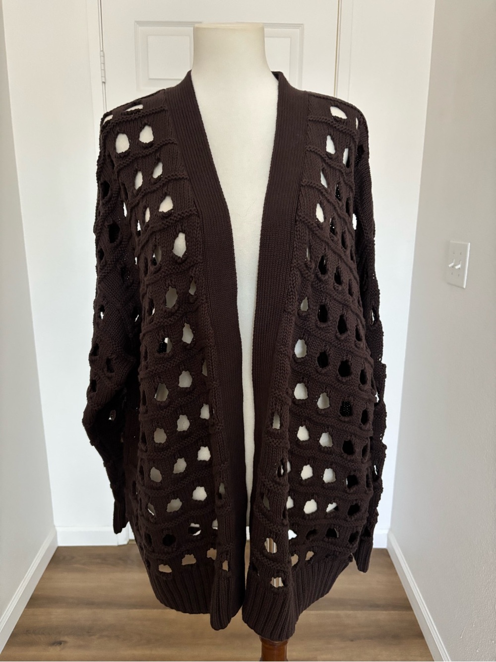 NWT GAP Open-Knit Chocolate Brown Women's Cardigan